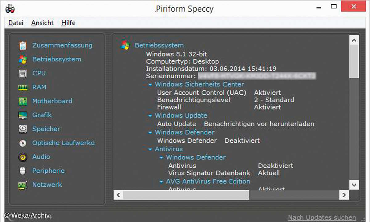 Screenshot: Seriennummer von Windows auslesen