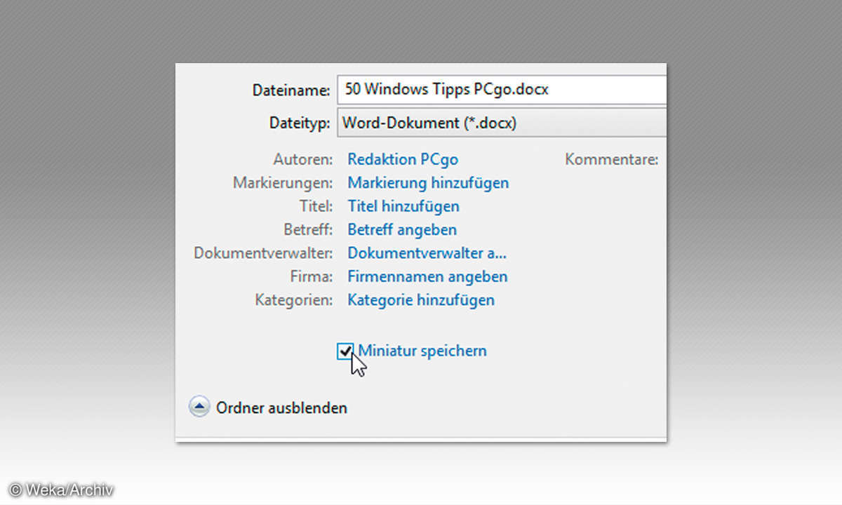 Screenshot: Office-Dokumente mit Vorschau-Icon anzeigen