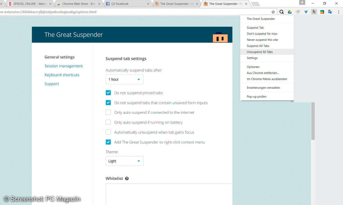 Chrome Addon The Great Supspender