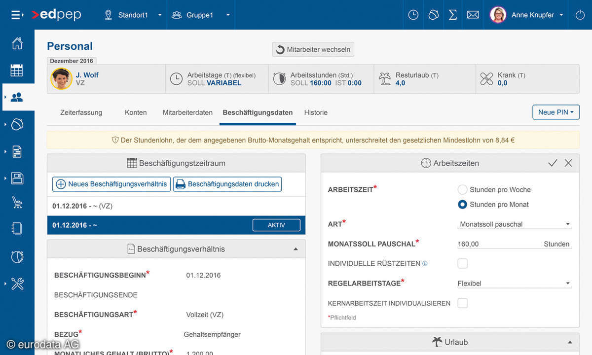 Screenshot: Personalplanung