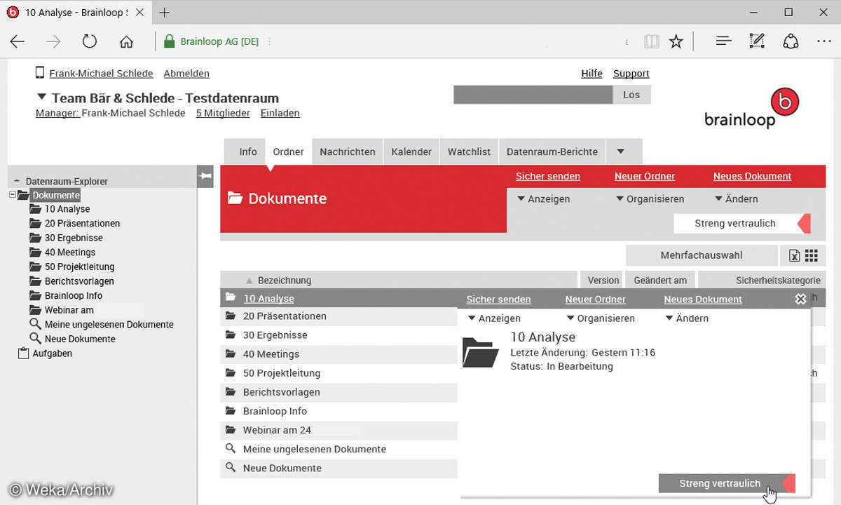 Screenshot: Virtual Dataroom