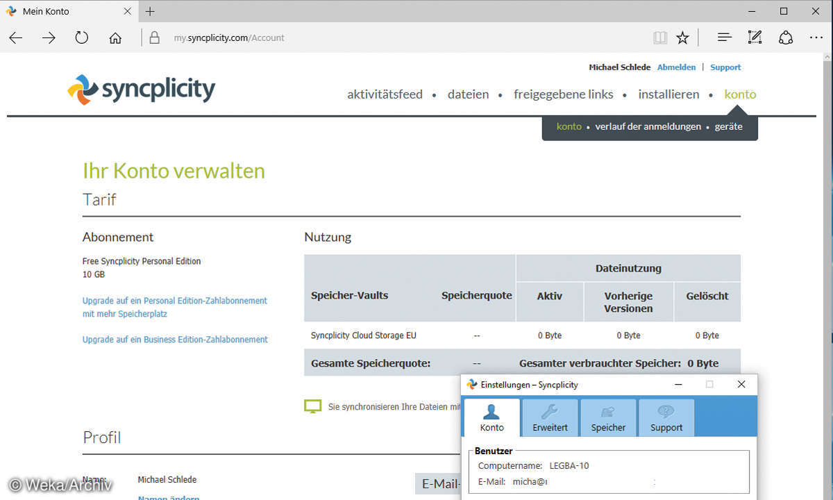 Screenshot: Syncplicity