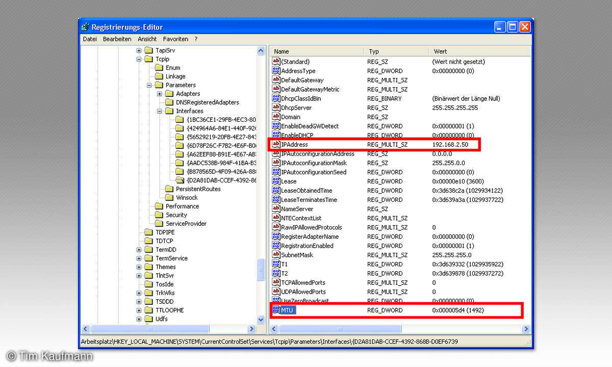 Screenshot: Registrierungs-Editor