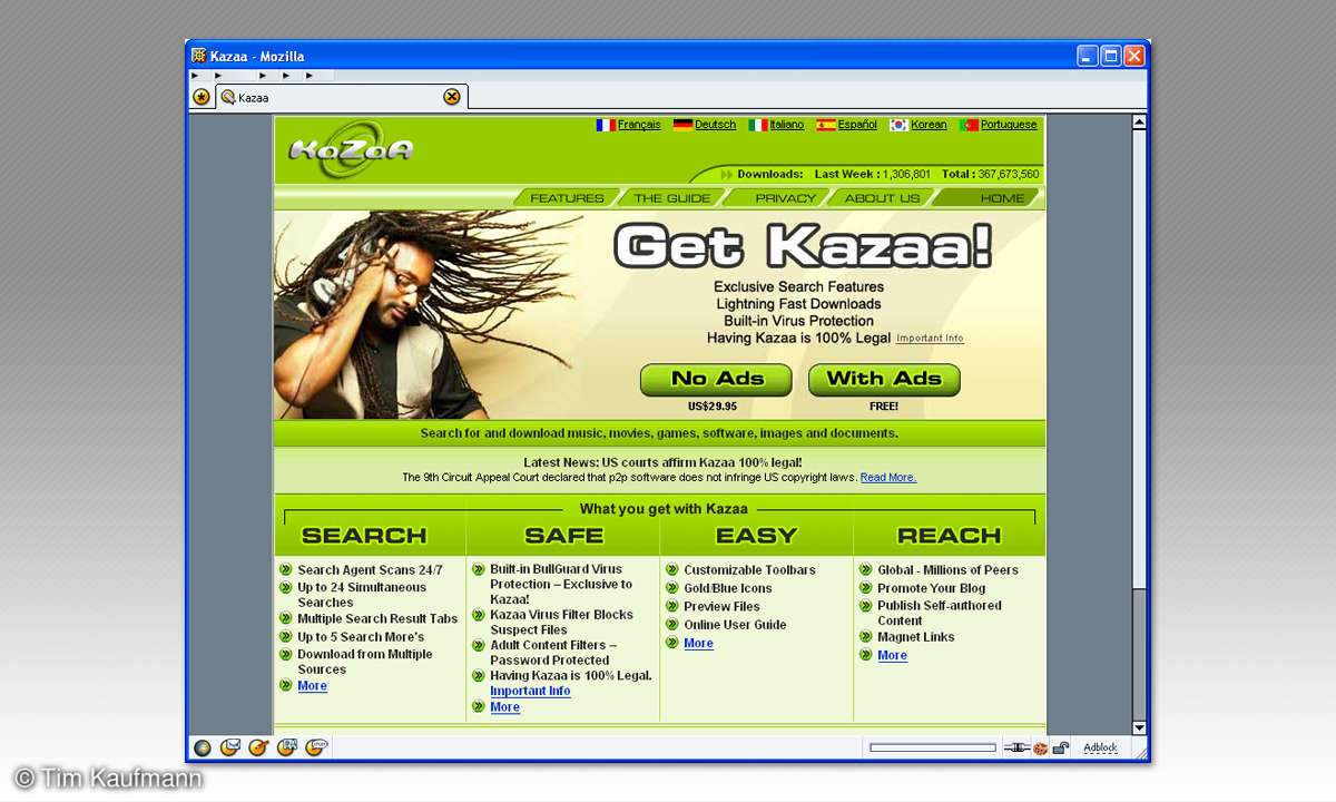 Screenshot: Kazaa