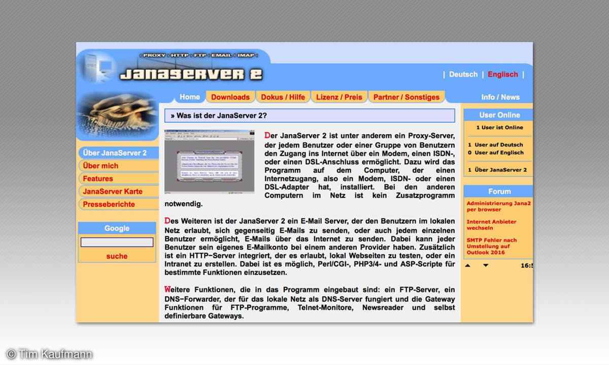 Screenshot: Janaserver 2