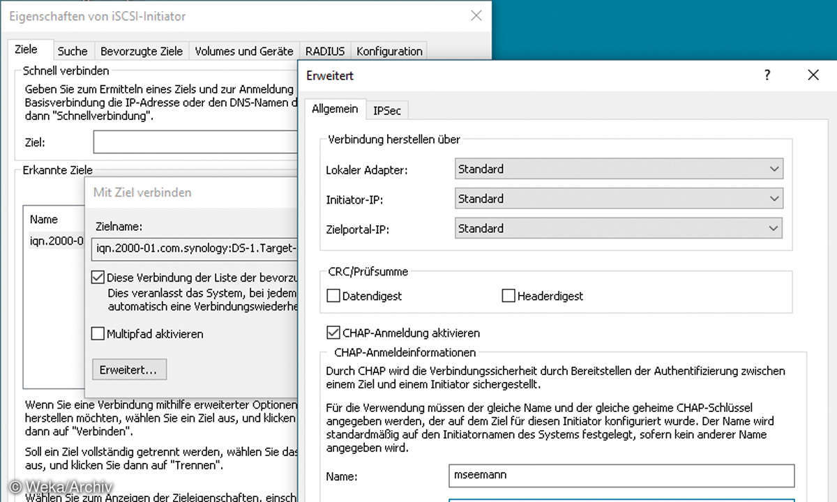 Screenshot: Initiator CHAP