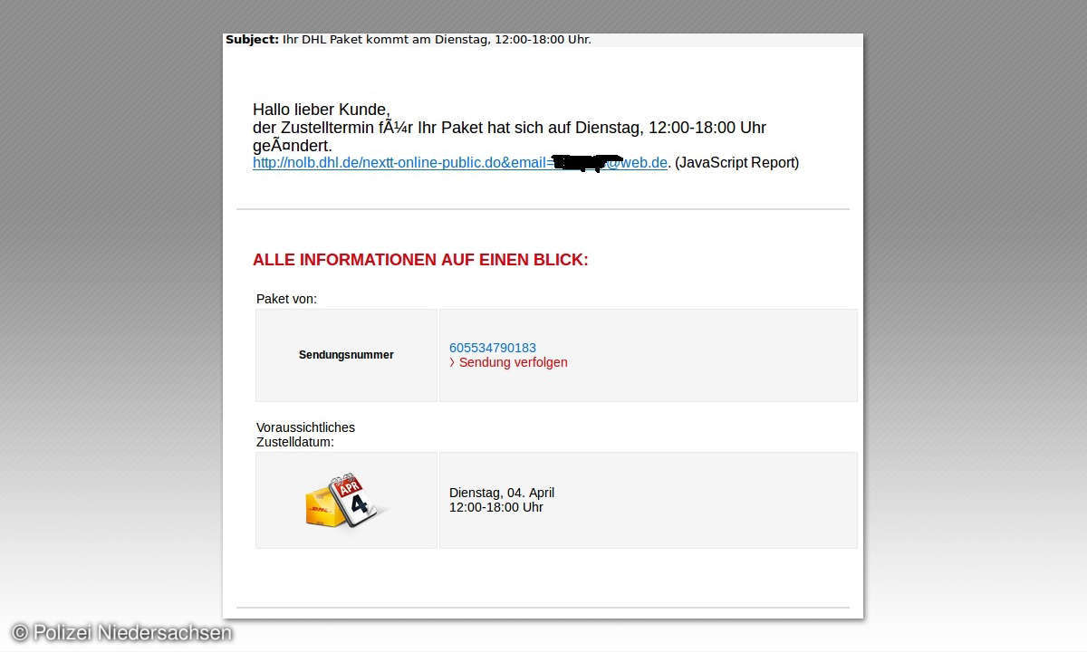 Fake DHL Spam-Mail