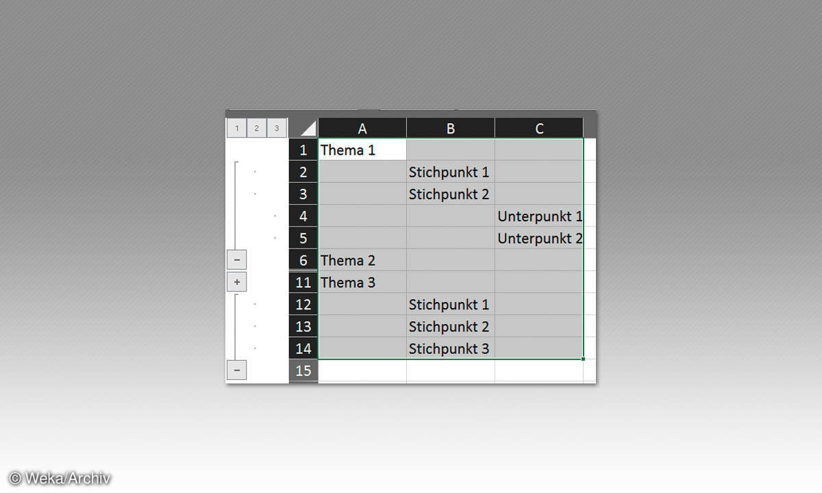 Screenshot: Gliederung