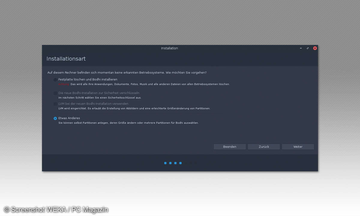 Bodhi Linux Installationsstart