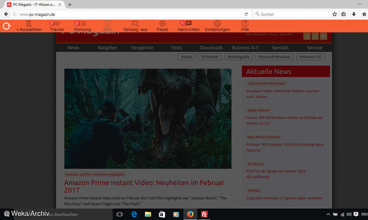 Screenshot: Eblocker