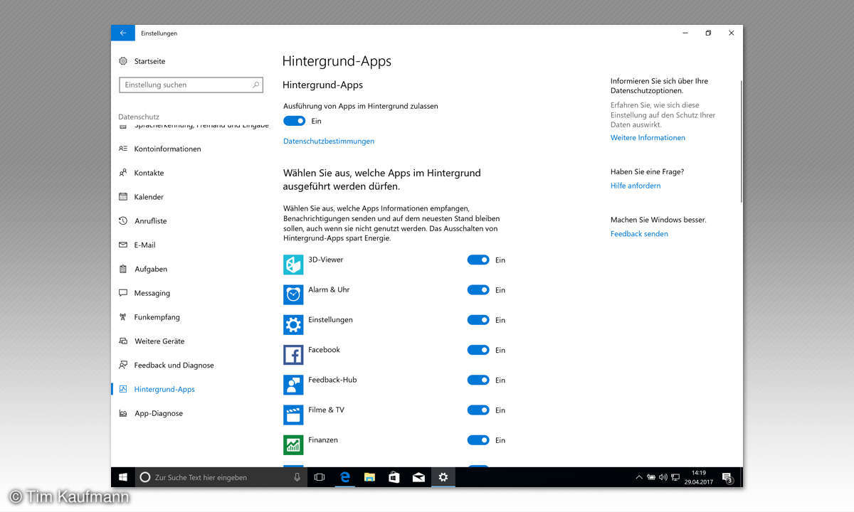 Hintergrund Apps