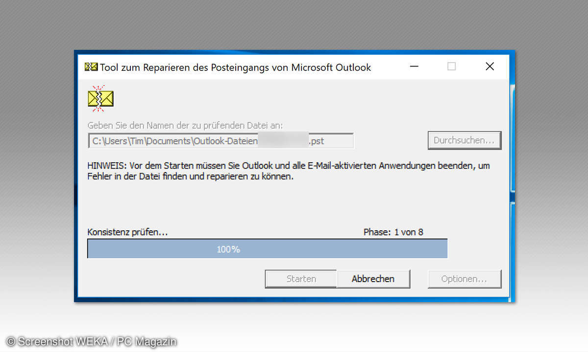 Tool zum Reparieren des Posteingangs on Microsoft office