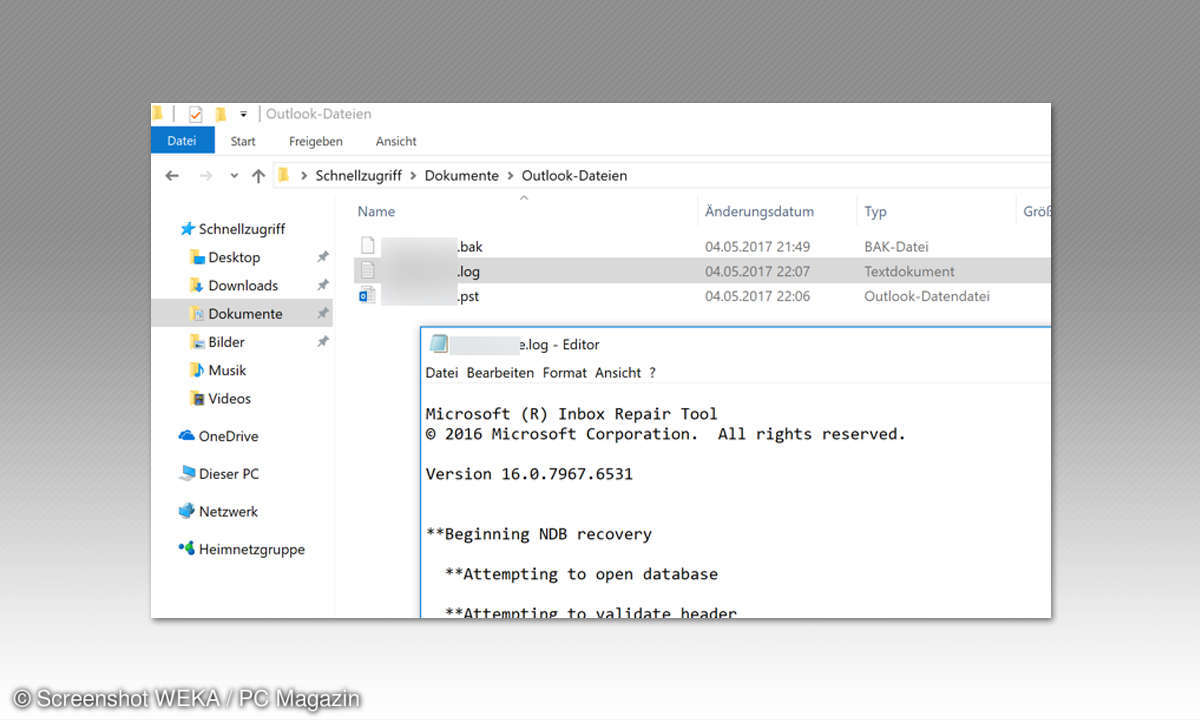 Dateien im Outlook Ordner