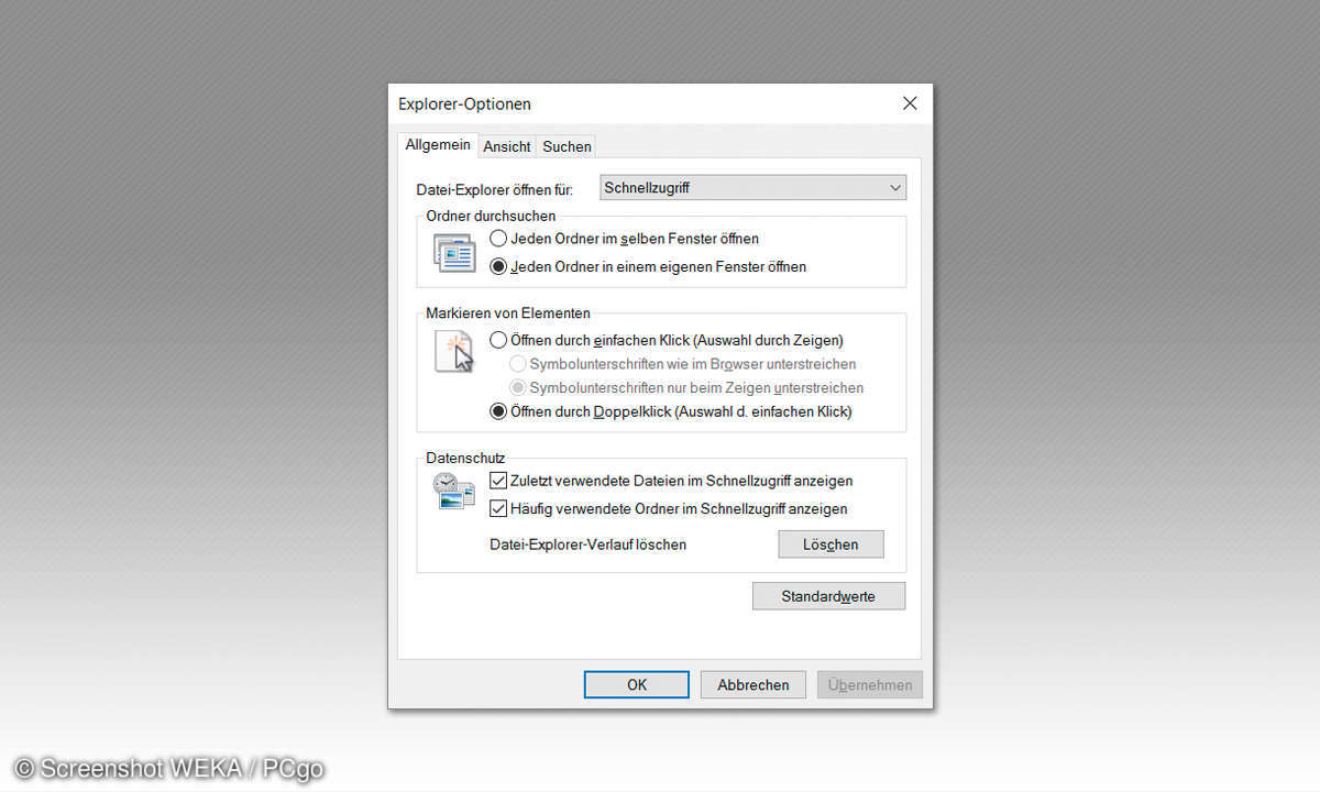 Windows Explorer Optionen