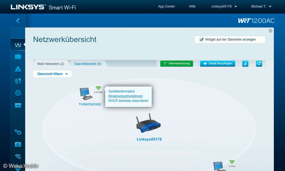 Linksys Netzwerkübersicht