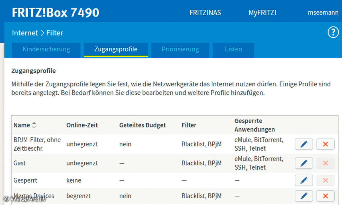 AVM Profilverwaltung
