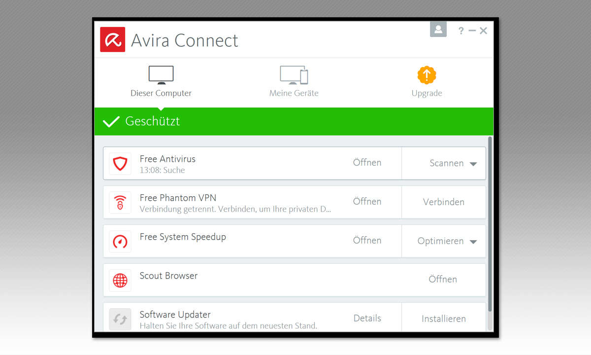Screenshot: Avira installieren