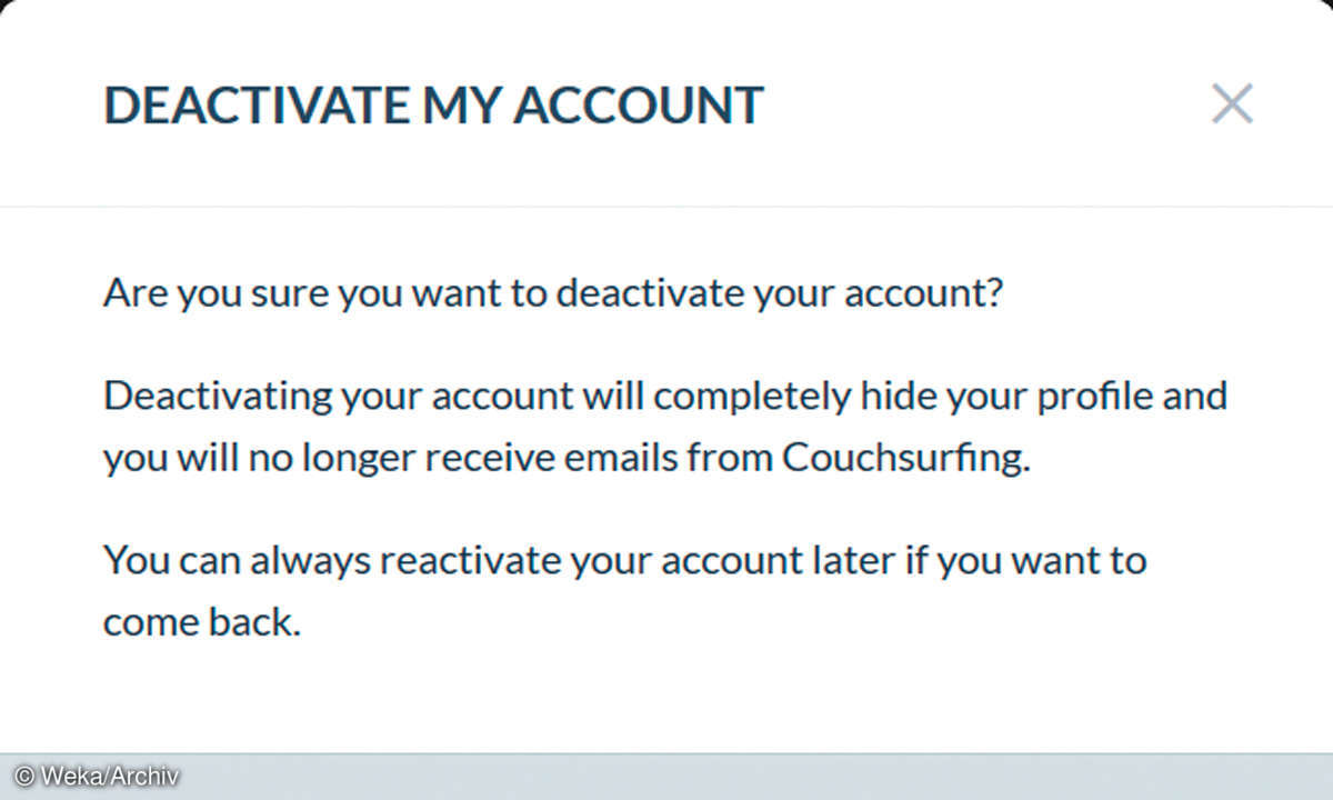 Screenshot: Deactivate My Account