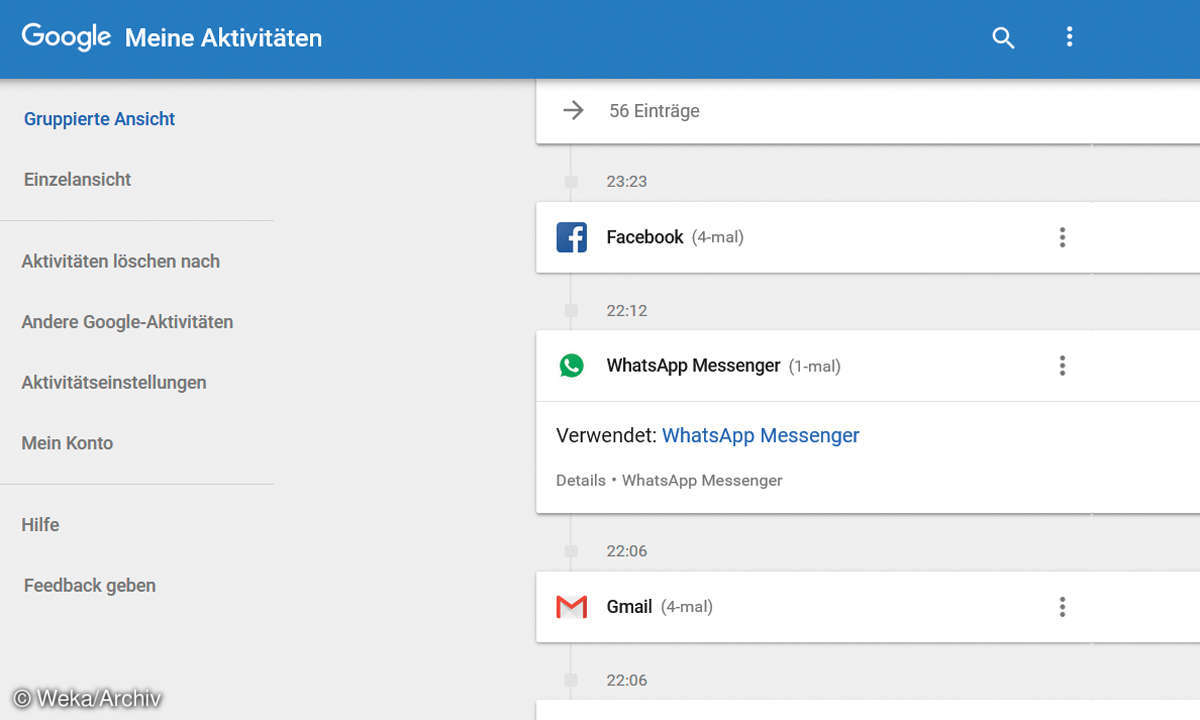 Screenshot: Google - Meine Aktivitäten