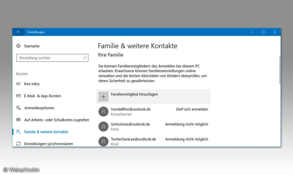 Screenshot: Familie