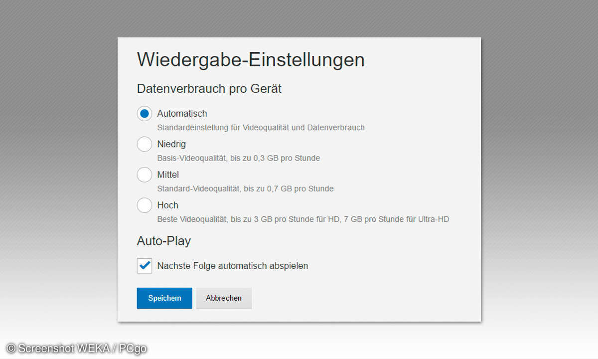 Wiedergabe-Einstellungen Netflix