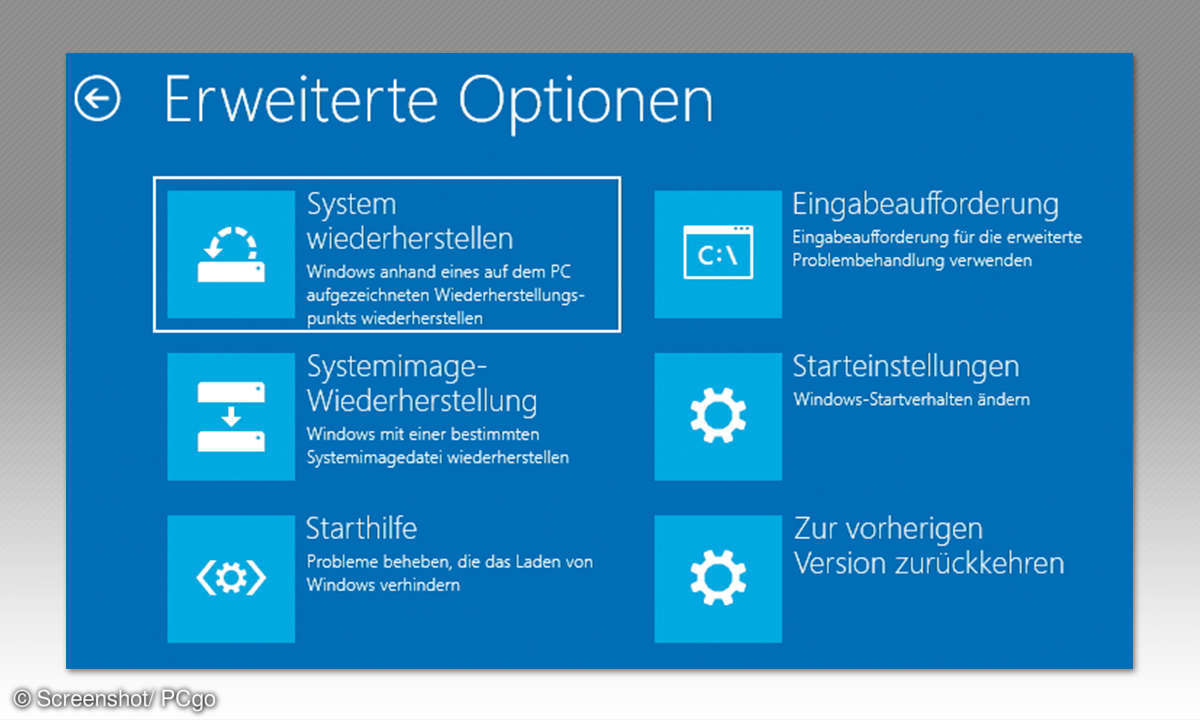 Erweiterte Problembehandlung Windows 10