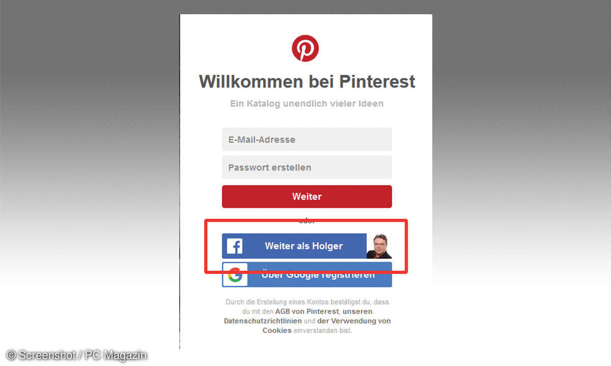 Andere Dienste mit Facebook-Login