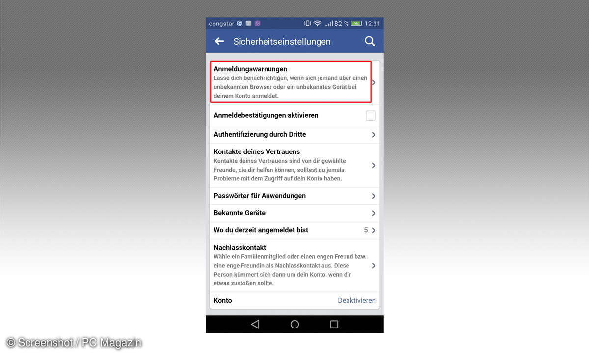 Hacker-Alarm aktivieren