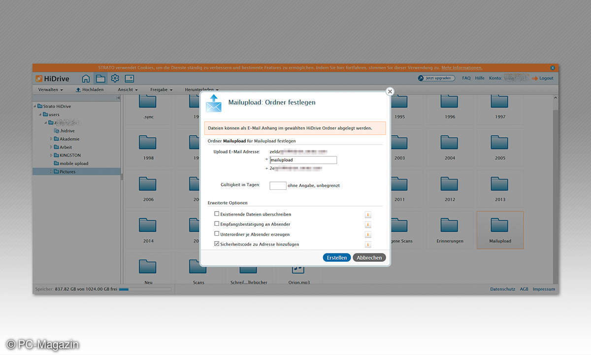 HiDrive Mailupload
