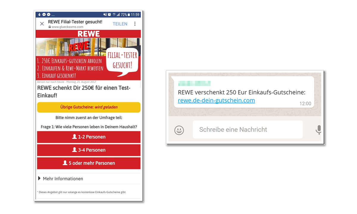 REWE Fake-Gutscheine Facebook WhatsApp
