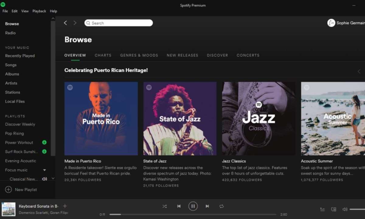 Spotify Startseite