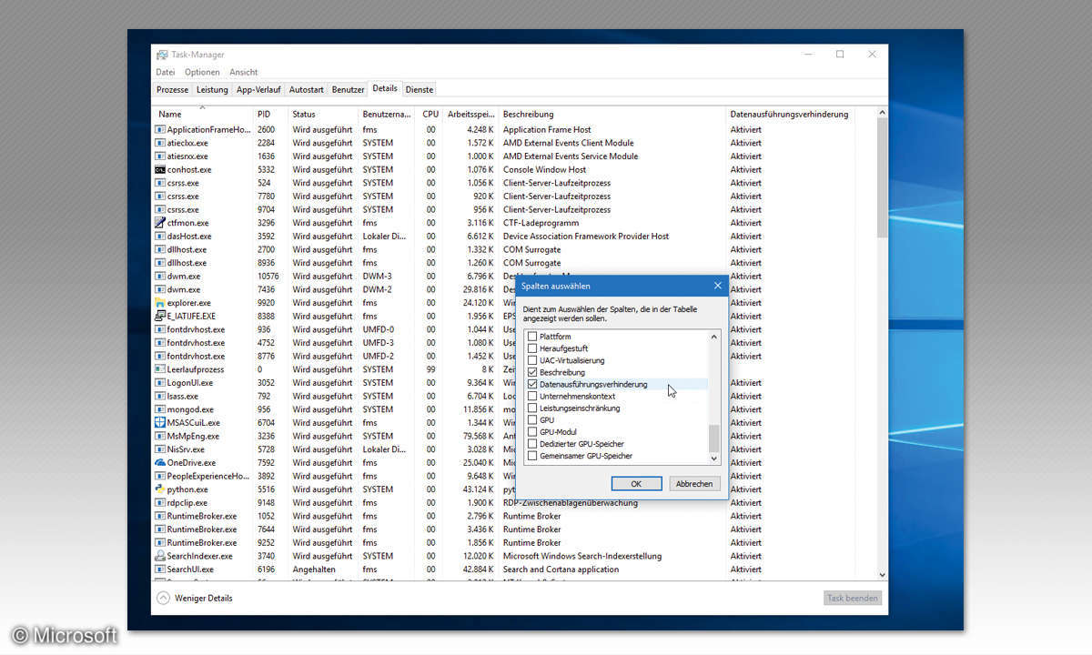 DEP Prozesse T&T Windows