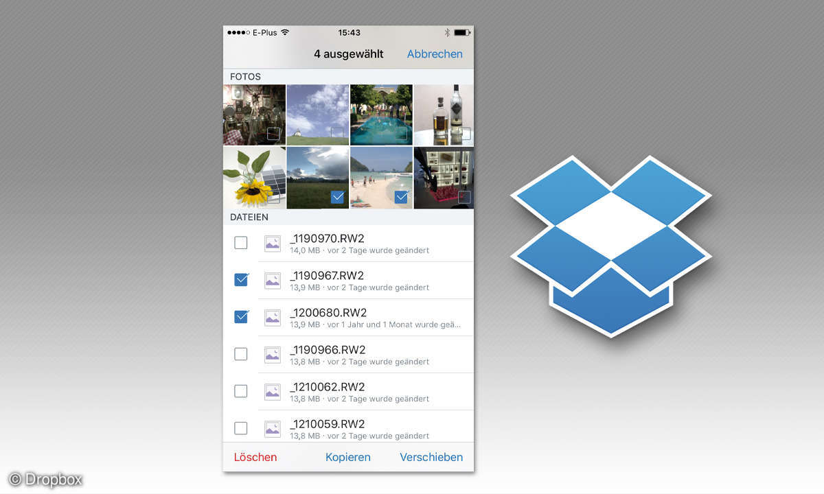Dateimanager Dropbox auf iPhone