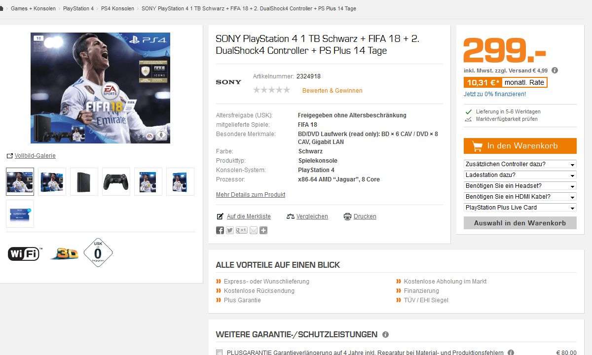 FIFA 18 im Bundle mit der PS4