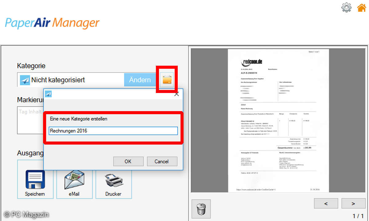 PaperAir - Archivordner anlegen