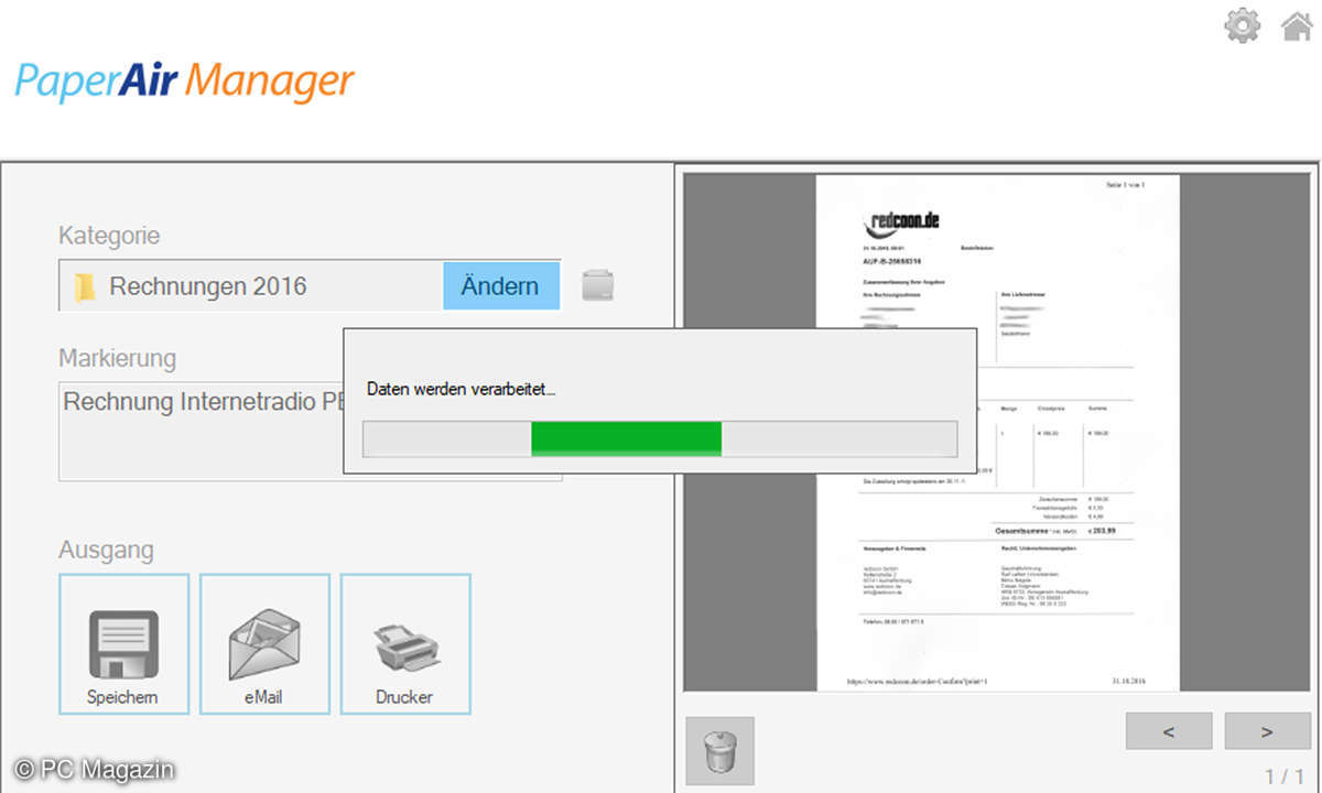 PaperAir - Dokument verarbeiten
