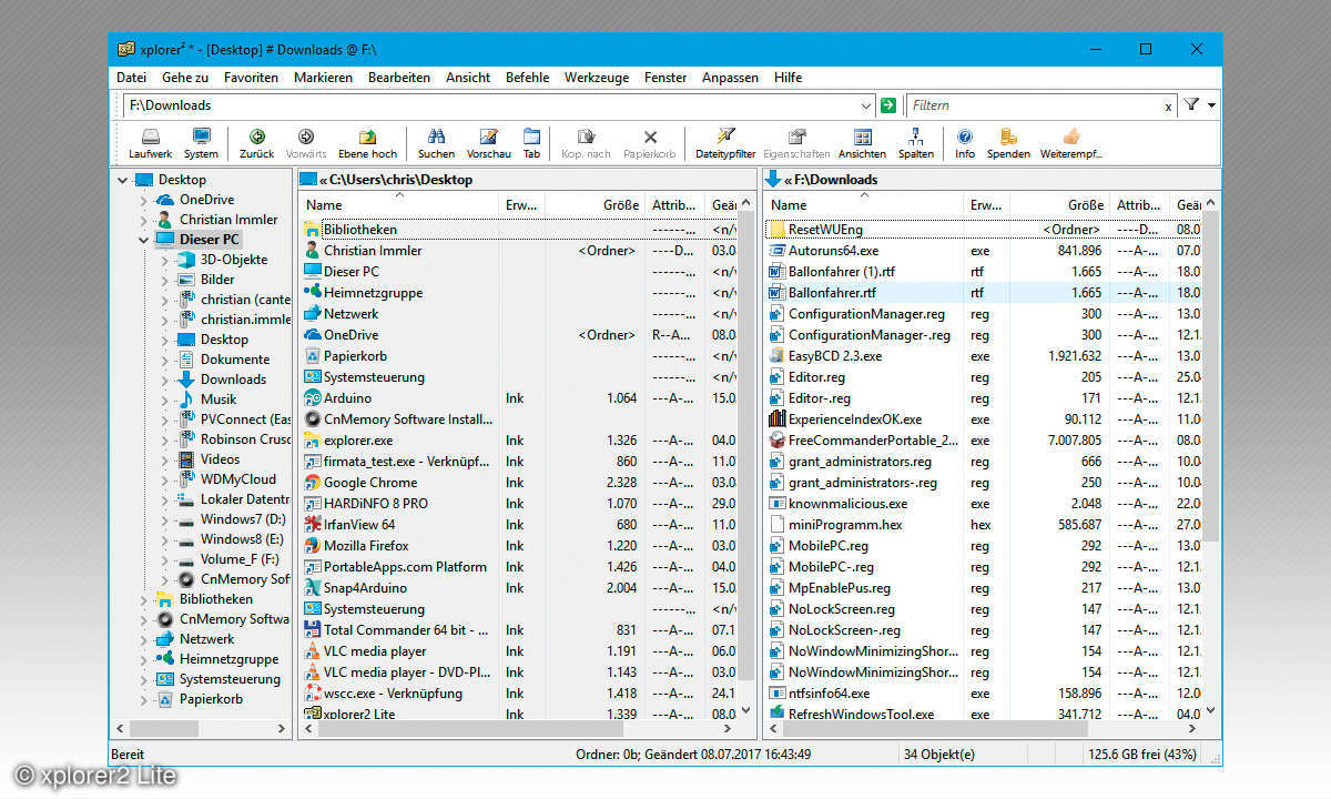 Alternativen zum Windows-Explorer: xplorer2 Lite