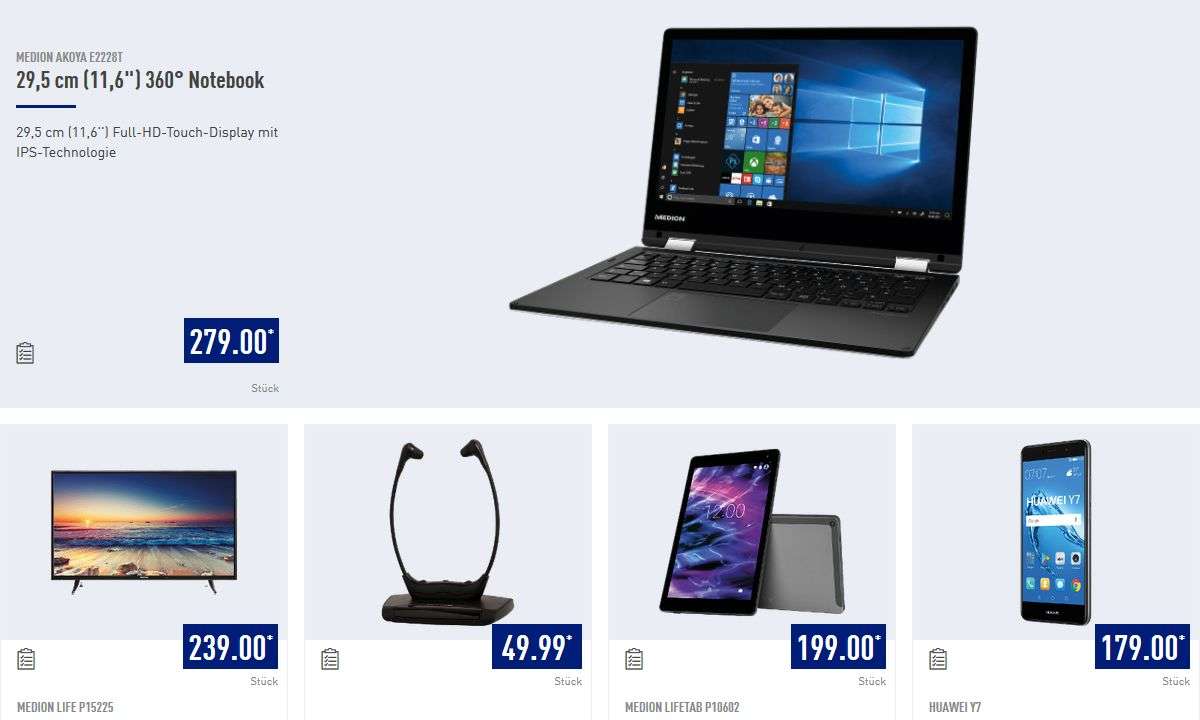 Aldi-Angebote mit Notebook, Tablet, TV und mehr