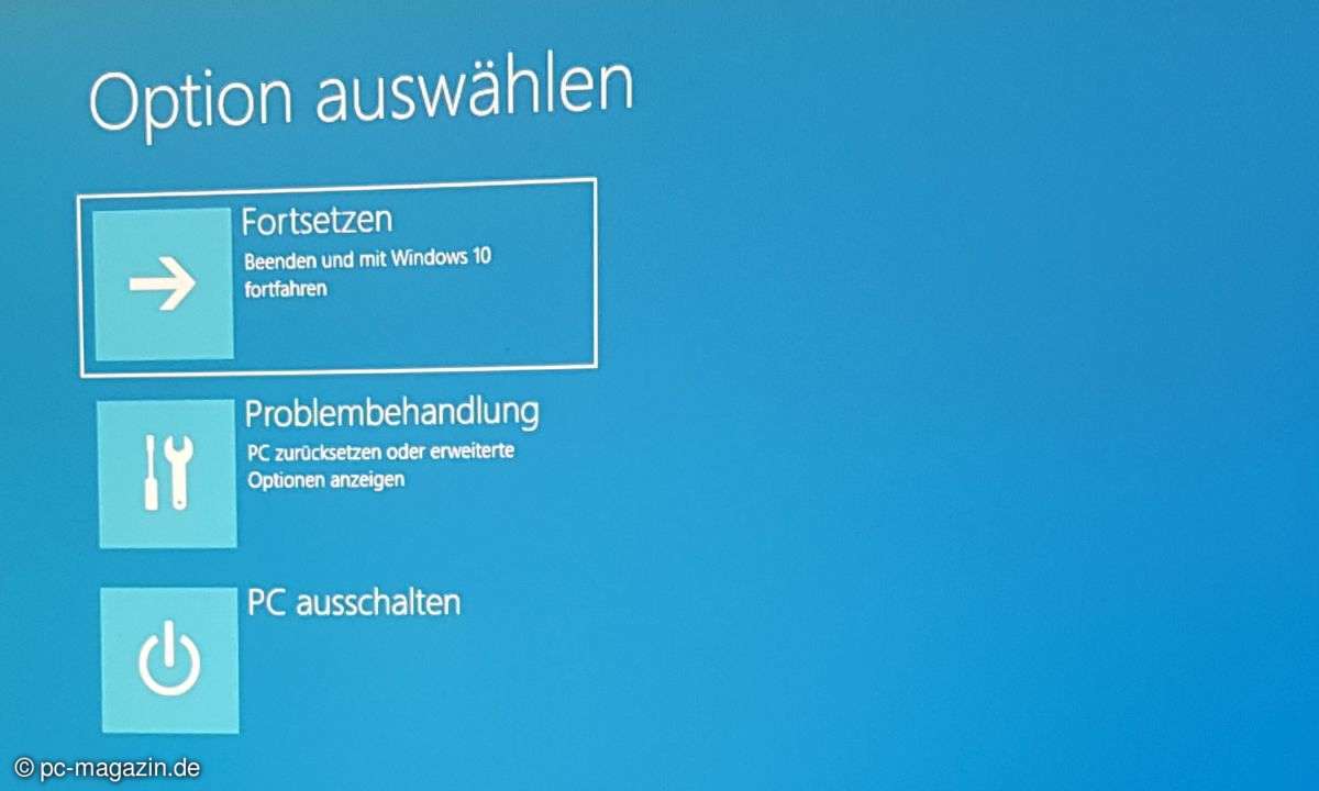 Windows 10: Bei Fehlern booten Sie in die Problembehandlung