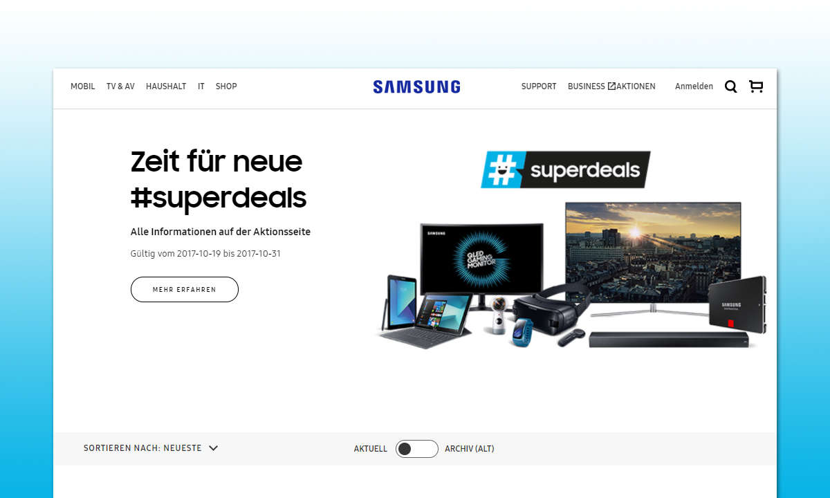 Samsung Superdeals Cashback Aktion 2017