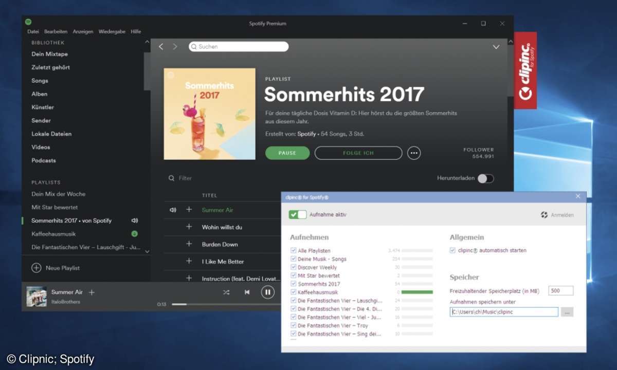 Clipnic Spotify mitschneiden