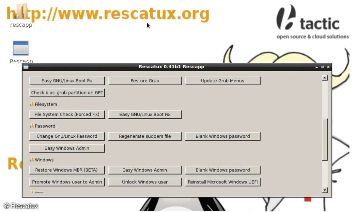 Rescatux Kennwörter zurücksetzen