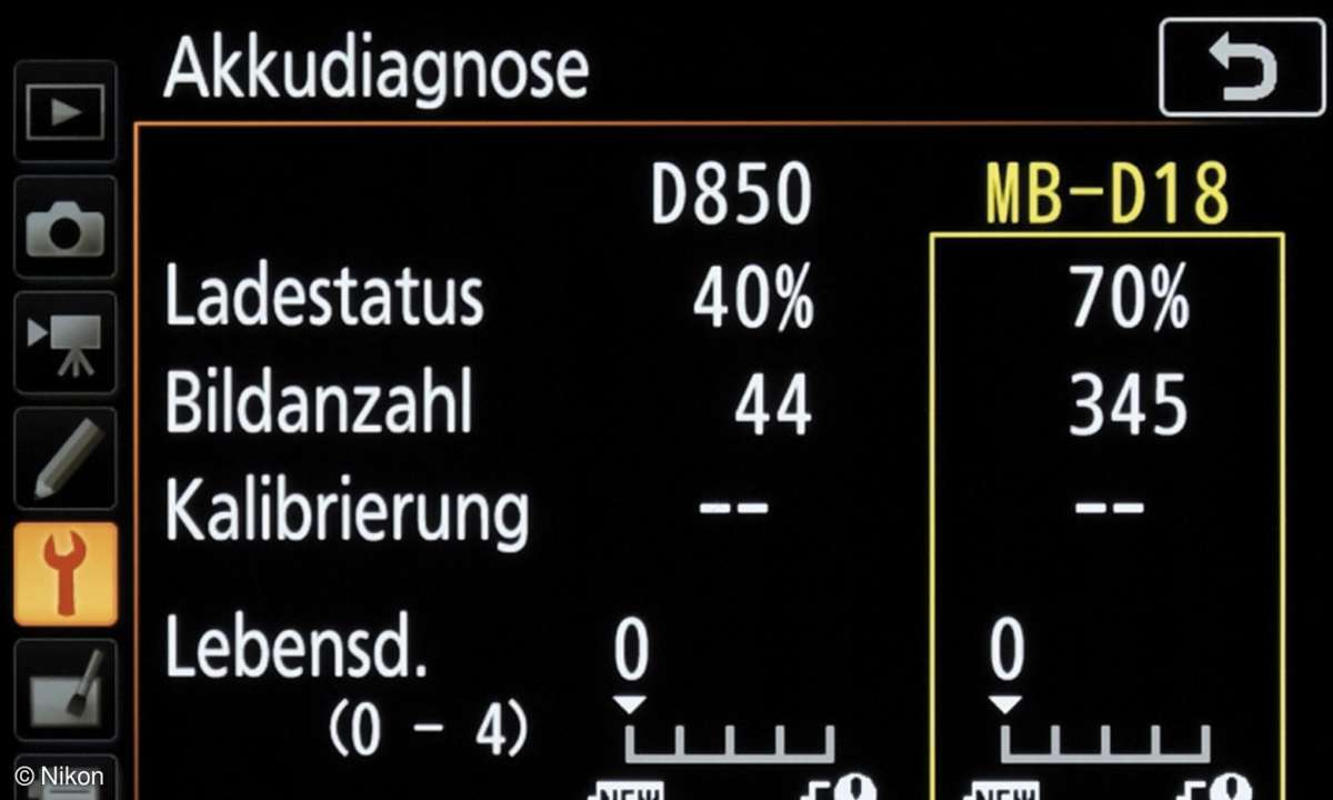 Nikon D 850 Akkudiagnose