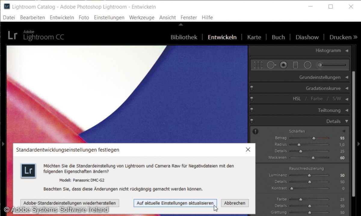 entrauschen nach mass Lightroom
