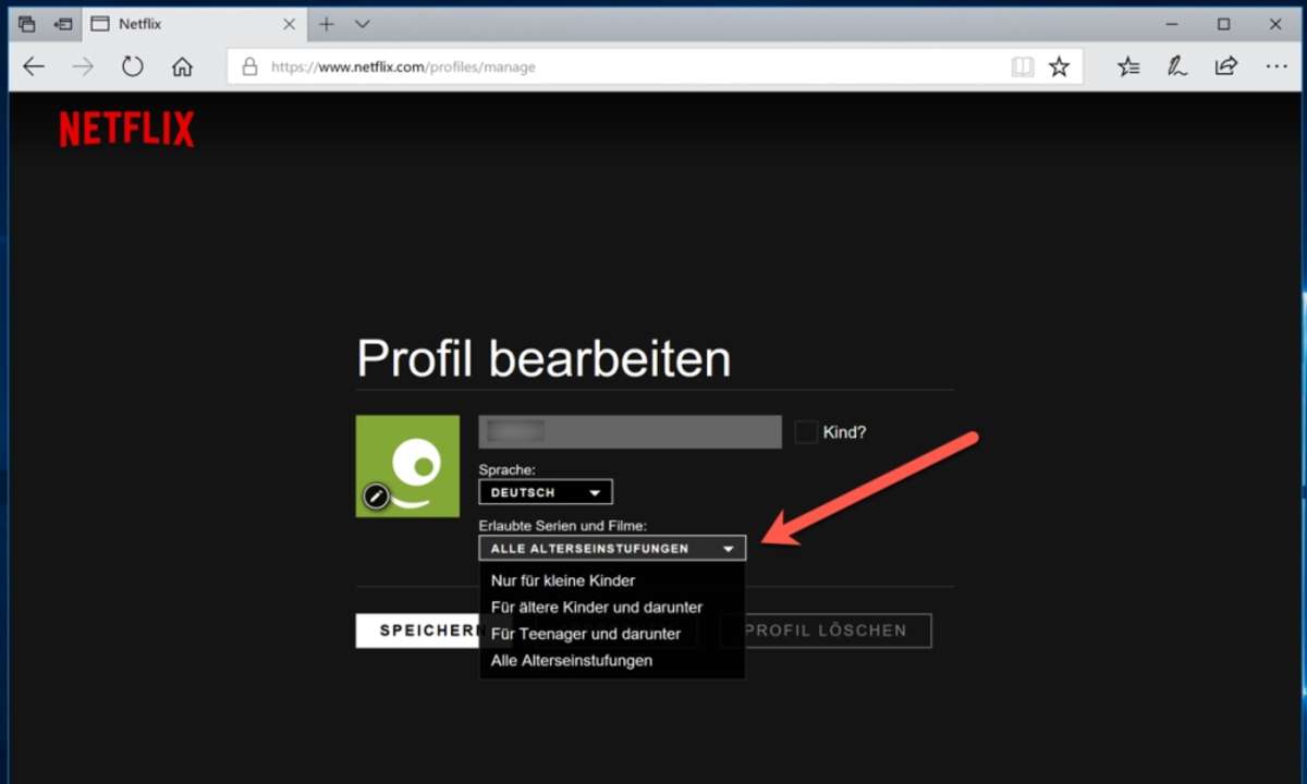 Netflix Profil bearbeiten