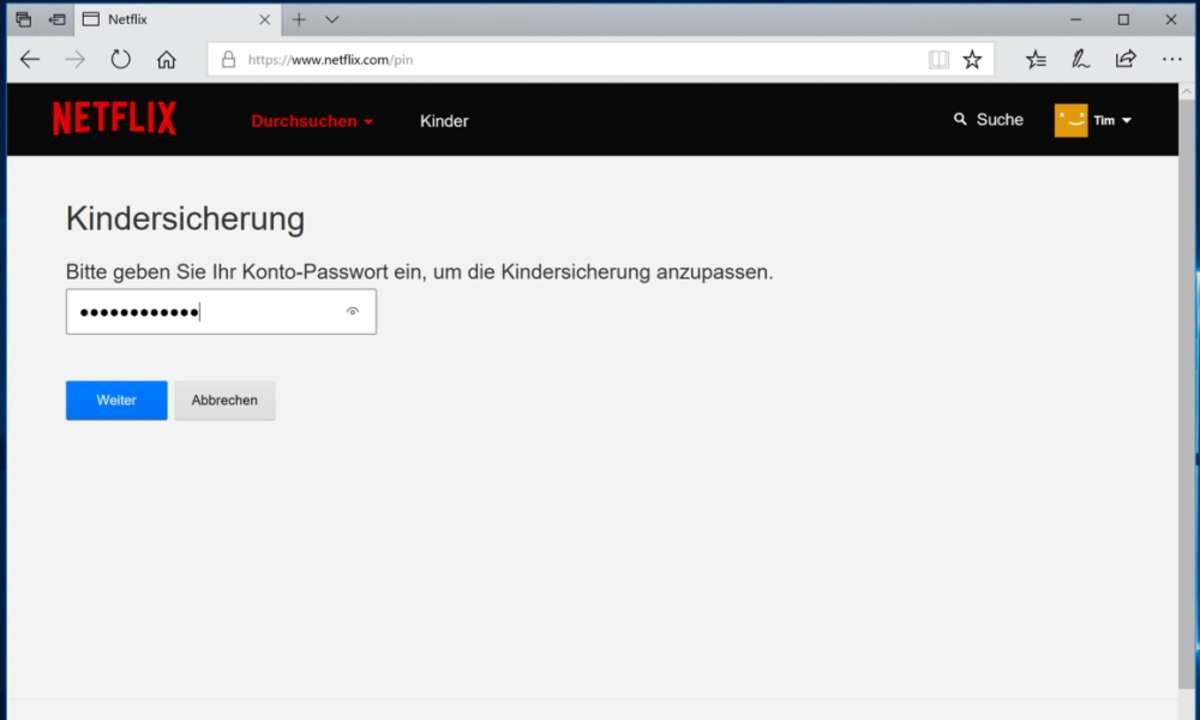 Netflix Kontopasswort eingeben
