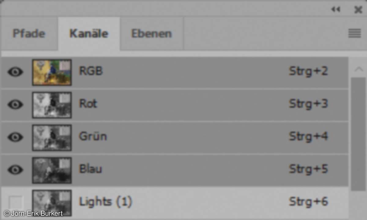 Photoshop Luminanzmasken Kanalansicht RGB-Ebenen