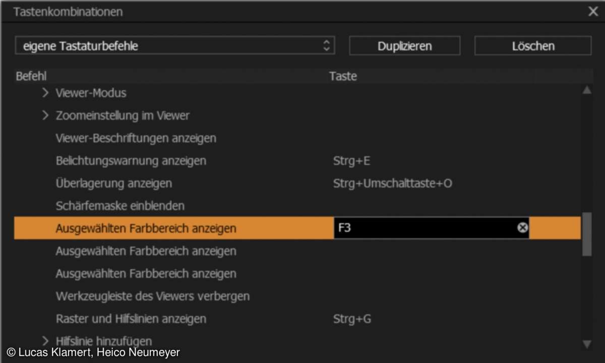 Capture One Pro Tastaturbefehle