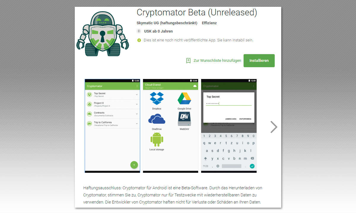 Cryptomator beta - Datensicherung in Cloud