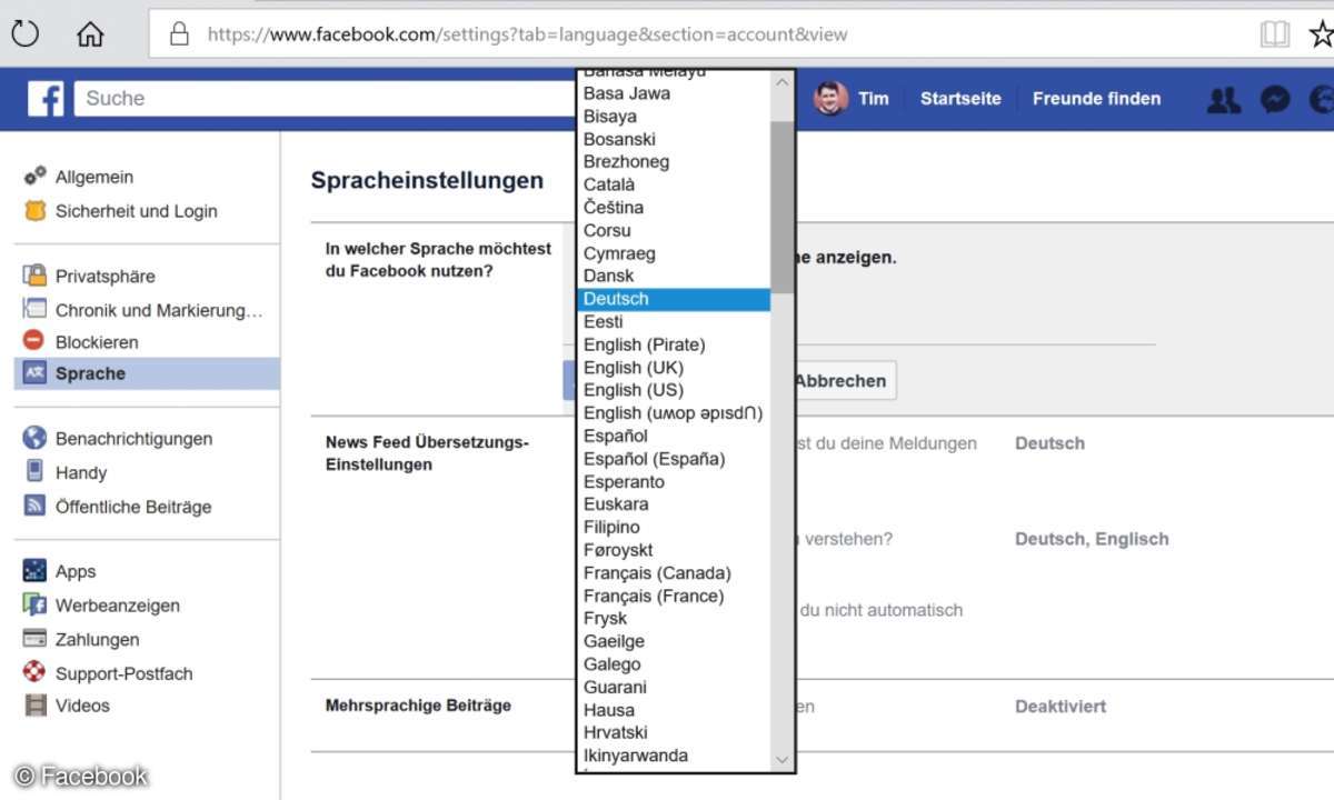 7 Facebook Spracheinstellungen Sprachen